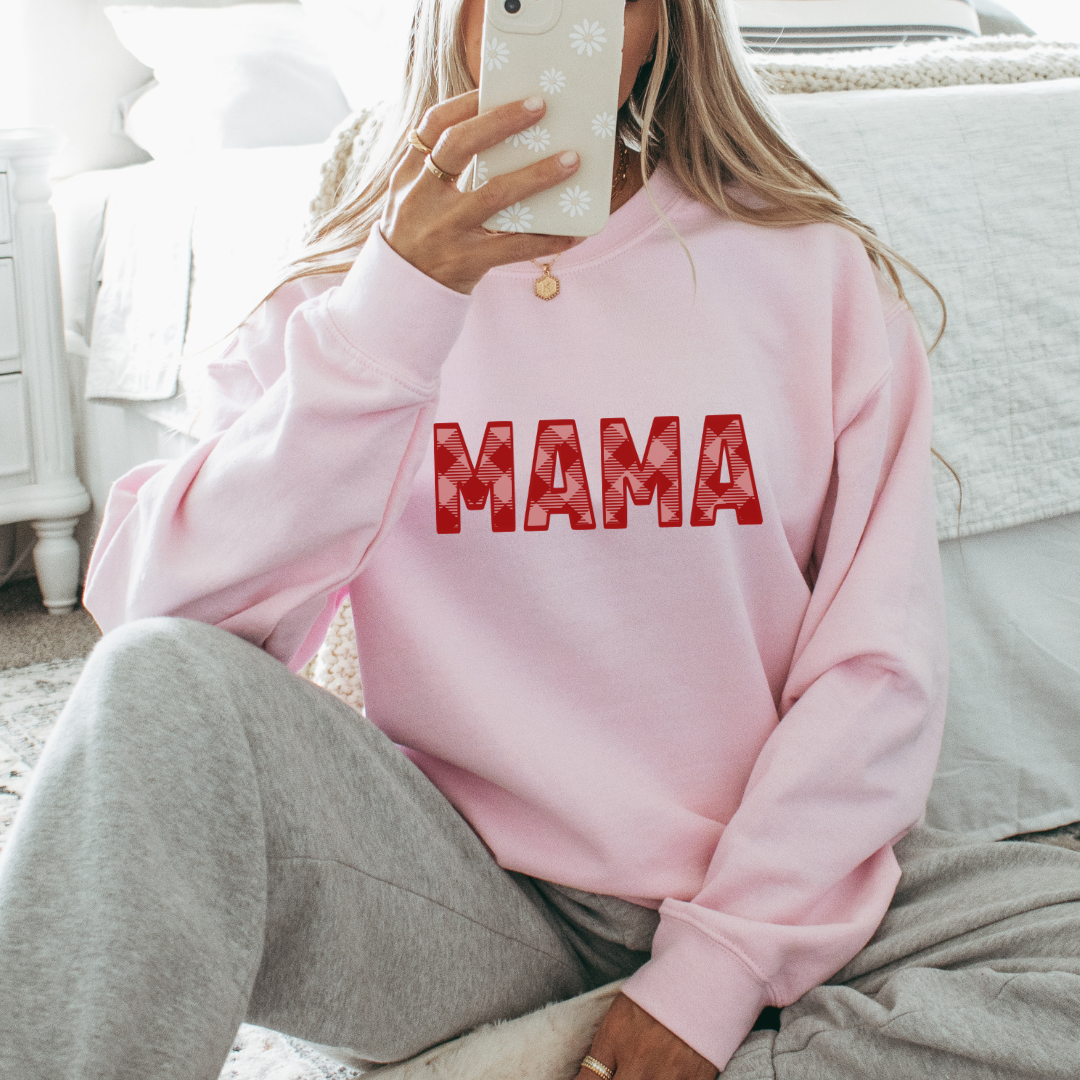 Mama Red & Pink Plaid Sweat