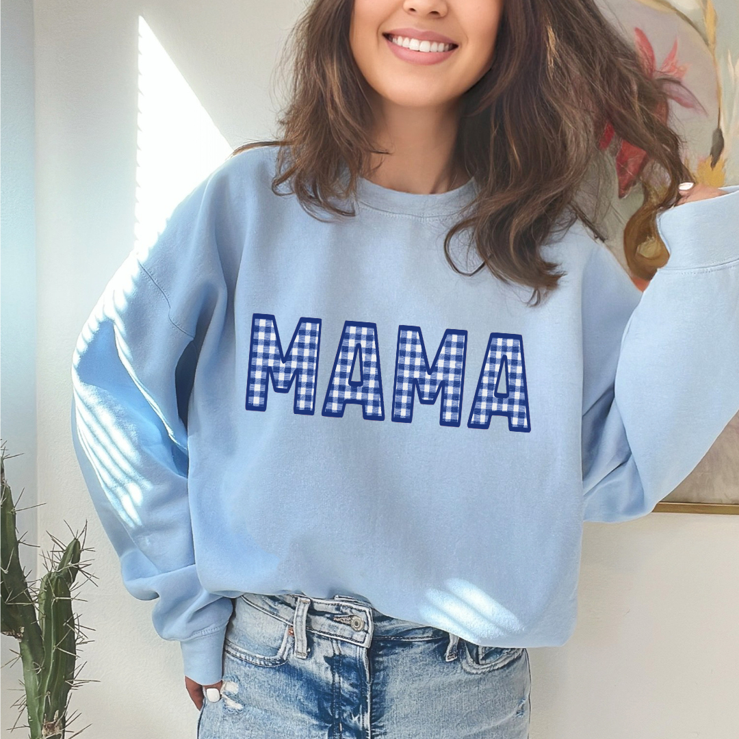 Mama Blue Plaid Sweat