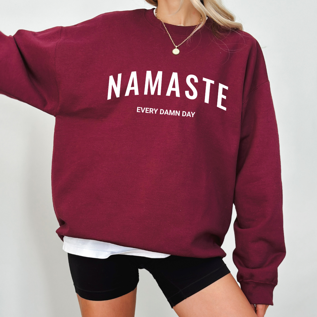 Namaste Every Damn Day Sweatshirt - Plum