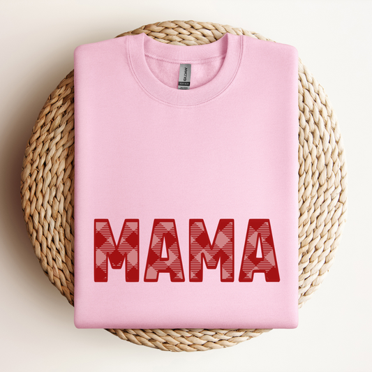 Mama Red & Pink Plaid Sweat