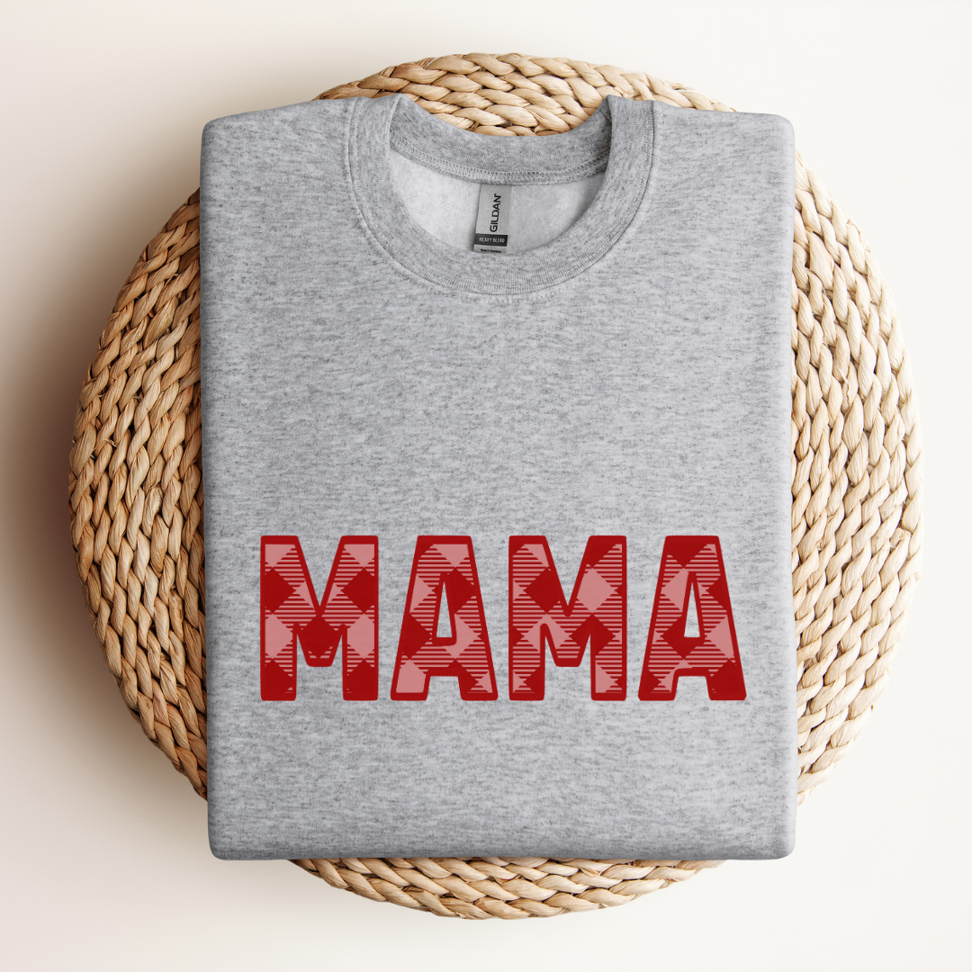 Mama Red & Pink Plaid Sweat
