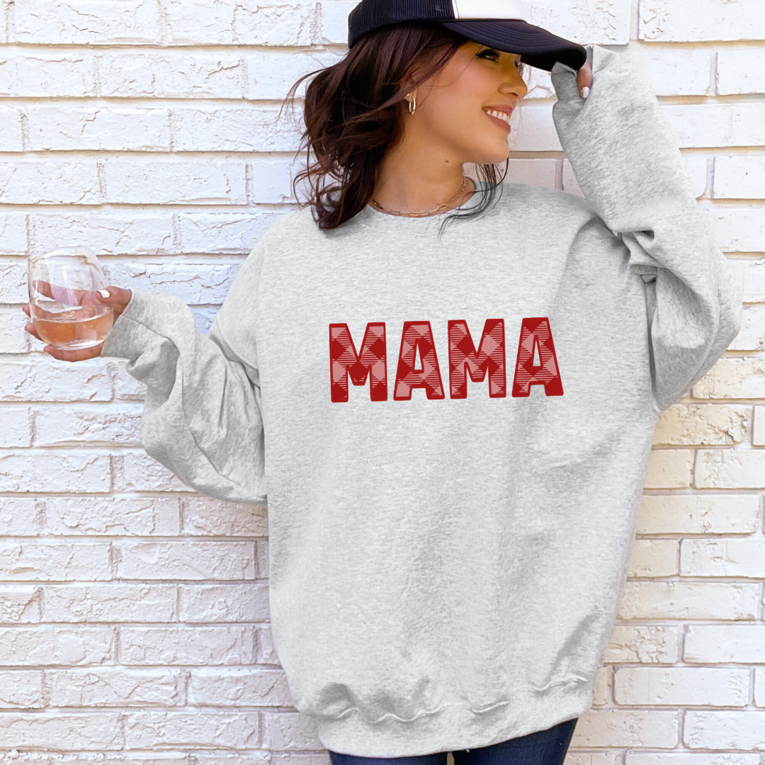 Mama Red & Pink Plaid Sweat