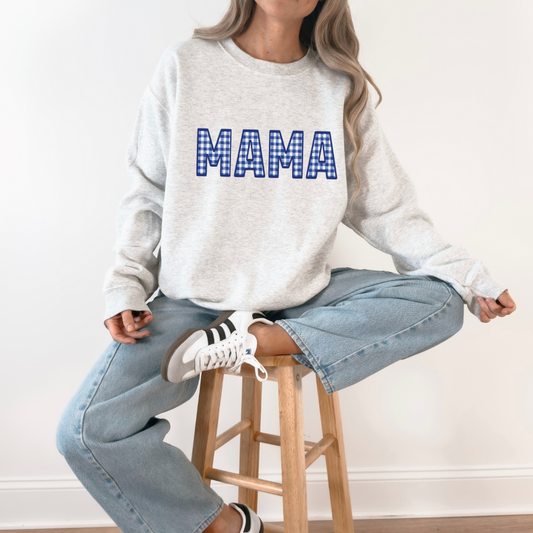 Mama Blue Plaid Sweat