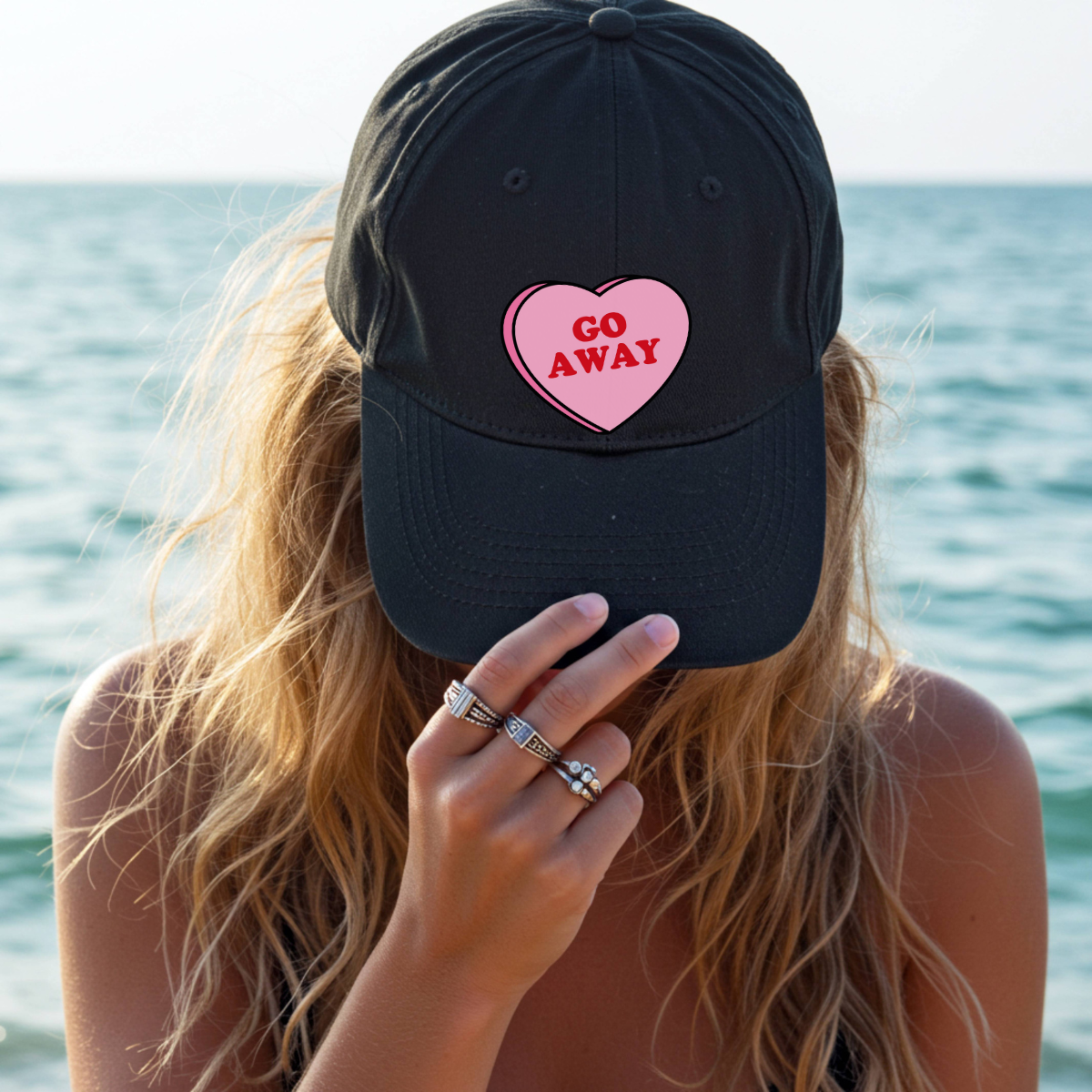 Go Away Love Heart Cap