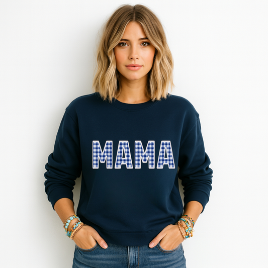 Mama Blue Plaid Sweat