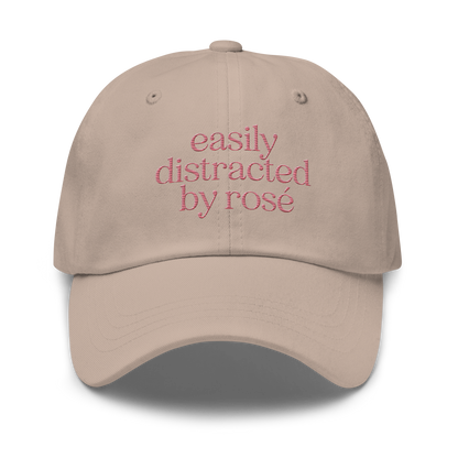 Easily Distracted by Rosé Embroidered Dad Hat