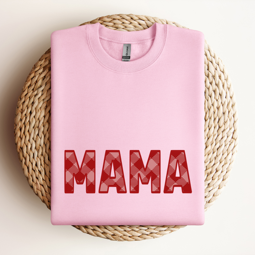 Mama Red & Pink Plaid Sweat
